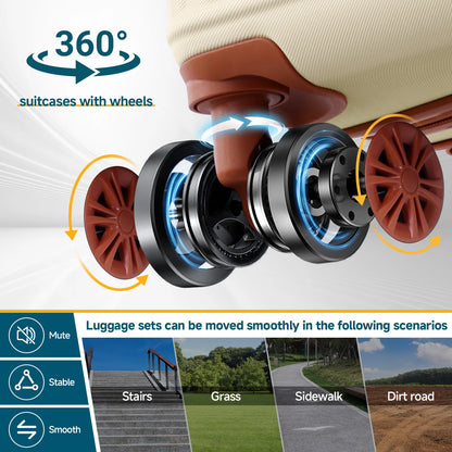 6 Piece Luggage Set With Spinner Wheels Carry On Suitcase Set Duffel&Toiletry Bag With TSA Lock ABS+PC For Business Travel ﻿