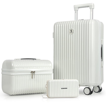 3pcs 20inch Luggage Set - Fashion Durable, Lightweight, And Secure Travel Companion With Spinner Wheels, TSA Lock, And Multi