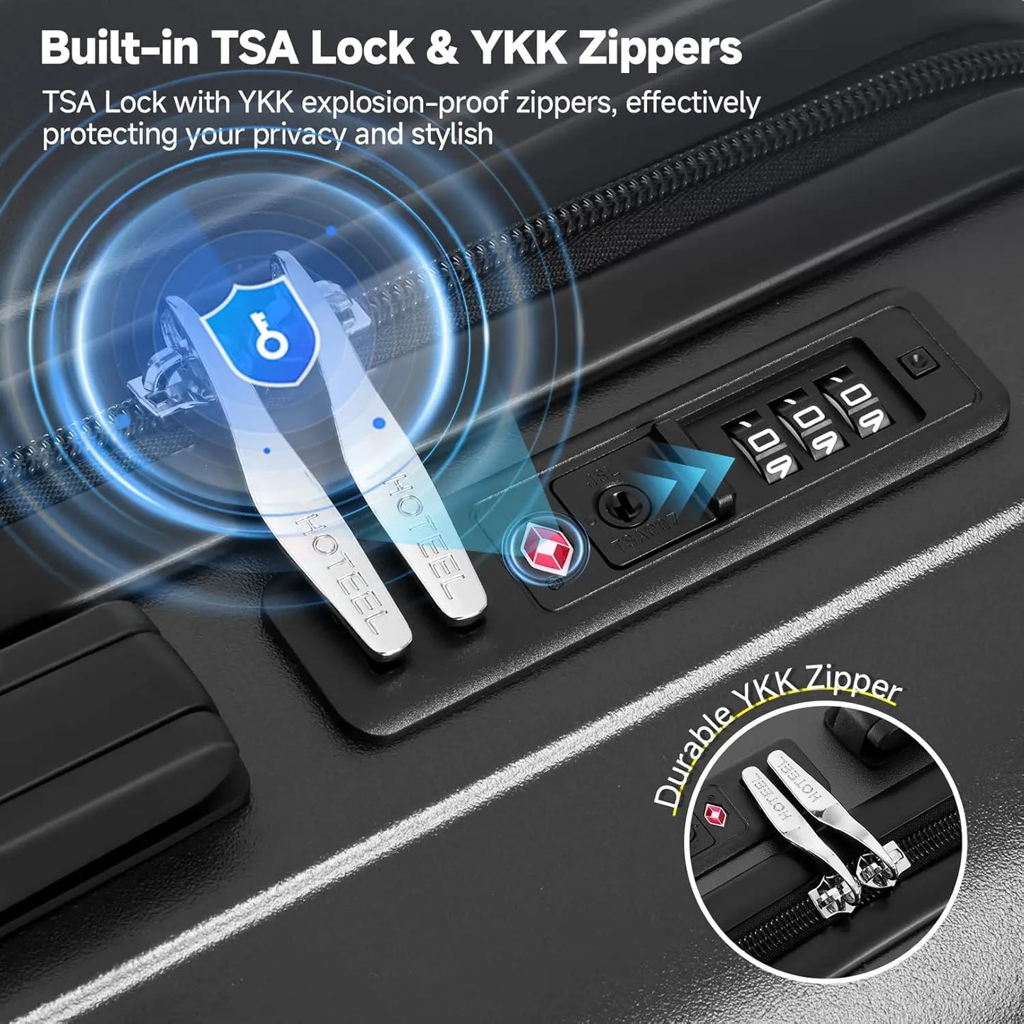 3 Piece PC Hardshell Luggage Set Suitcase With Spinner Wheel YKK Zipper TSA Lock 20" Suitcase Fitness Duffel Bag Cosmetic Bag