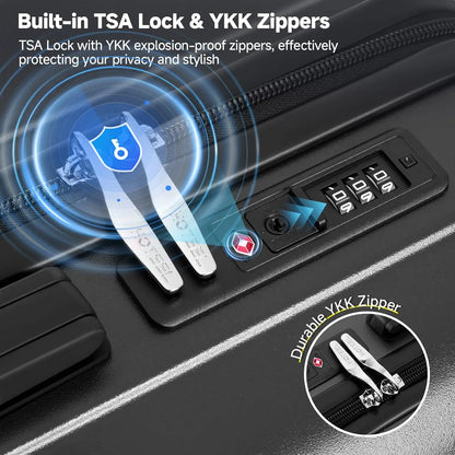 5 Piece PC Hardshell Luggage Set Travel Suitcase With Spinner Wheel TSA Lock 20/24/28" Suitcase Fitness Duffel Bag Cosmetic Bag