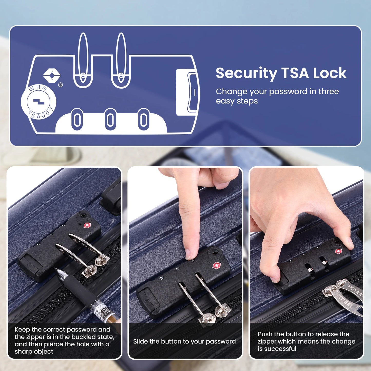 Carry on Luggage Sets 3 Piece ABS PC Suitcases with Wheels Hardshell 20 inch Luggage with Duffel Bag Travel Bag