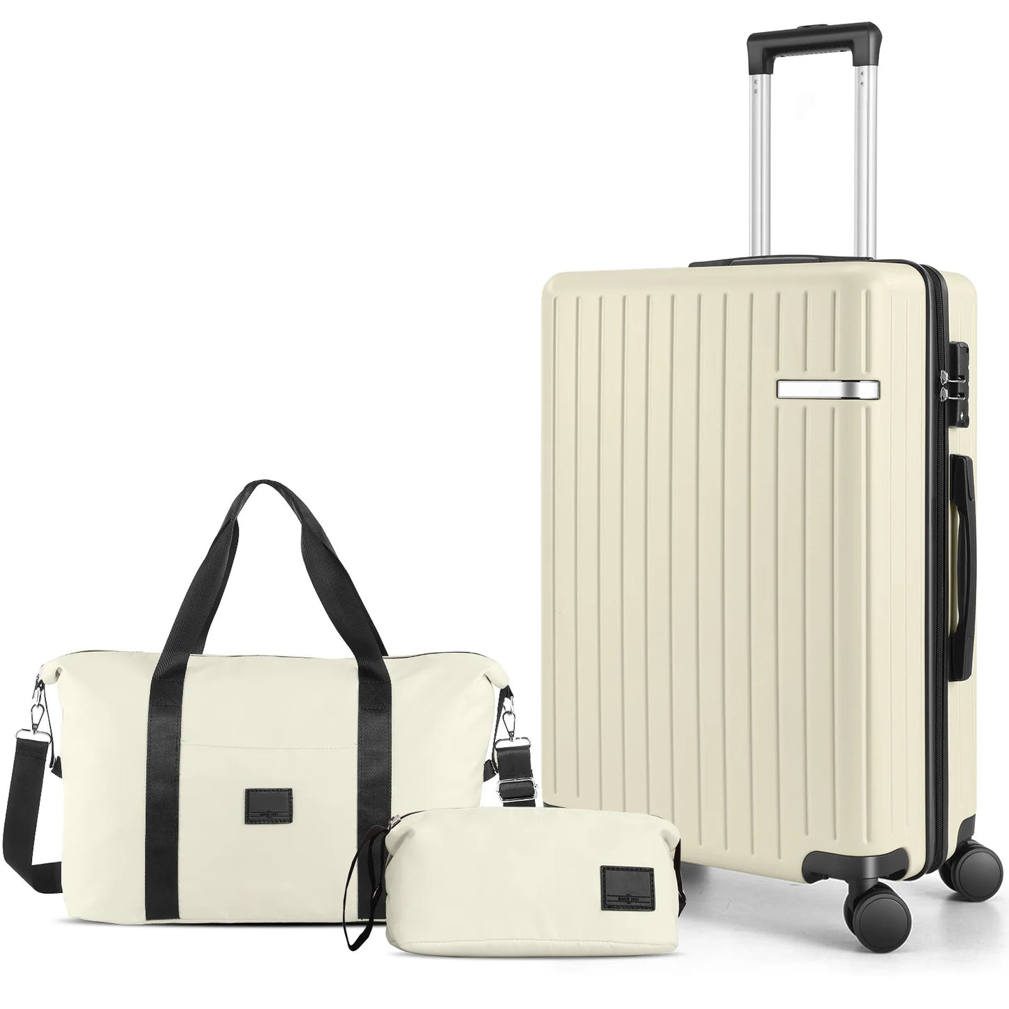 3 Piece Luggage Set with TSA Lock, Hardshell Carry-on Suitcase with Spinner Wheels, Travel Collection with Duffel & Toiletry Bag