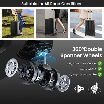 Carry on Luggage Sets 5 Piece ABS PC Suitcases with Wheels Hardshell 20/24/28inch Luggage with Duffel Bag Travel Bag