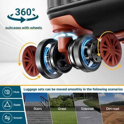 3/6Pcs Luggage Set, 360° Universal Suitcases with Wheels Hard Shell Suitcase with TSA Lock,Including Luggage Bag,Travel Maletas