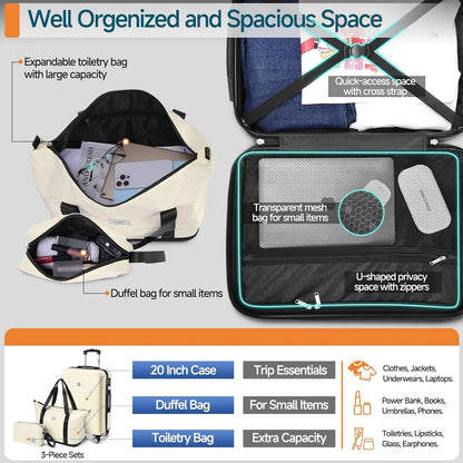 Luggage Sets 3 Piece,ABS+PC Hard Shell Suitcases with Wheels,TSA Aproved Lock and Carry on Bag,Travel Suit Case Set for MenWoman