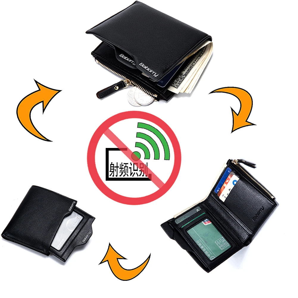 RFID Theft Protect Coin Bag zipper men wallets famous brand mens wallet male money purses Wallets  New Design Top  Men Wallet