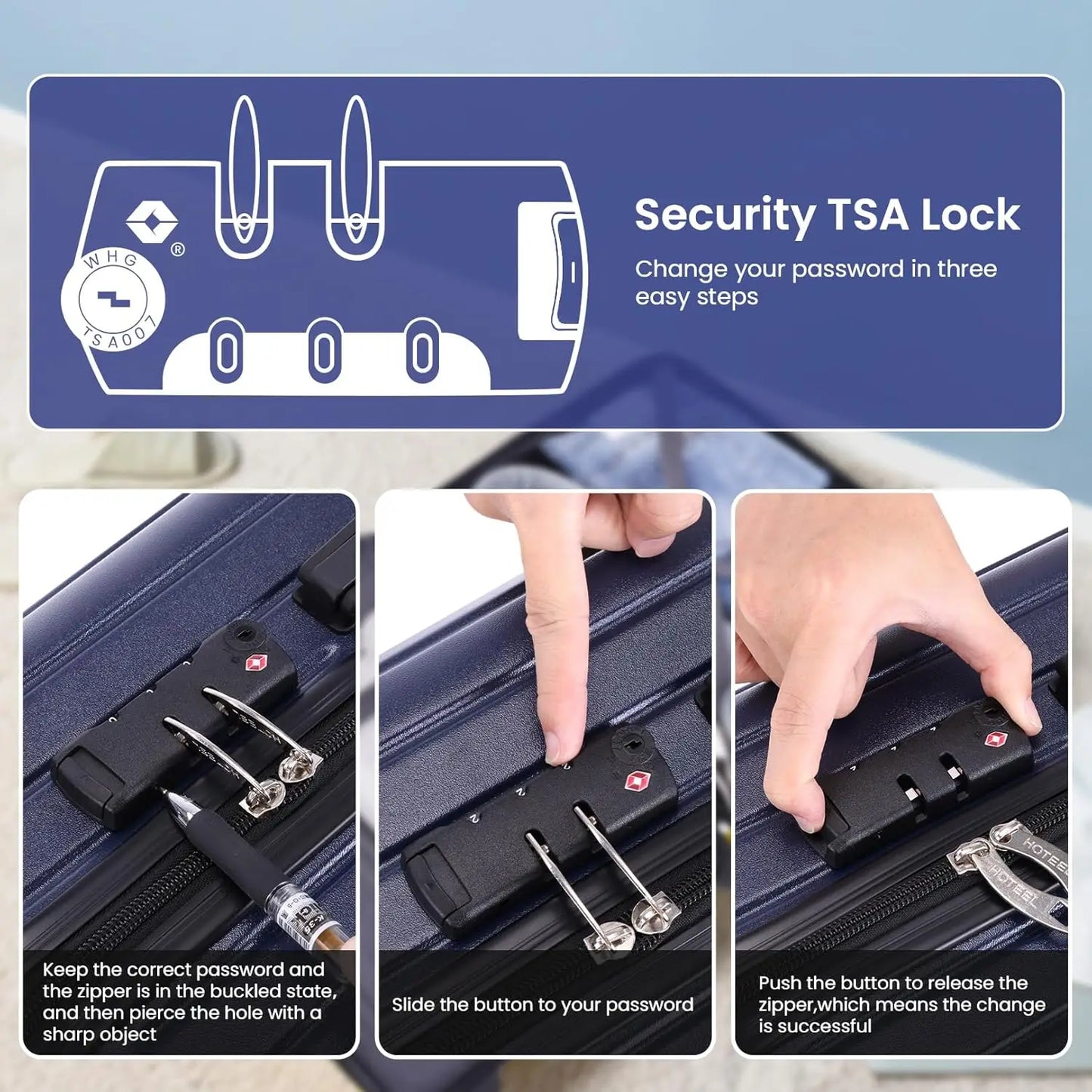 3 Piece Carry On Luggage Set ABS PC Suitcases With Wheel Hardshell 20 inch Roller Luggage Travel Case With Duffel Bag Travel Bag