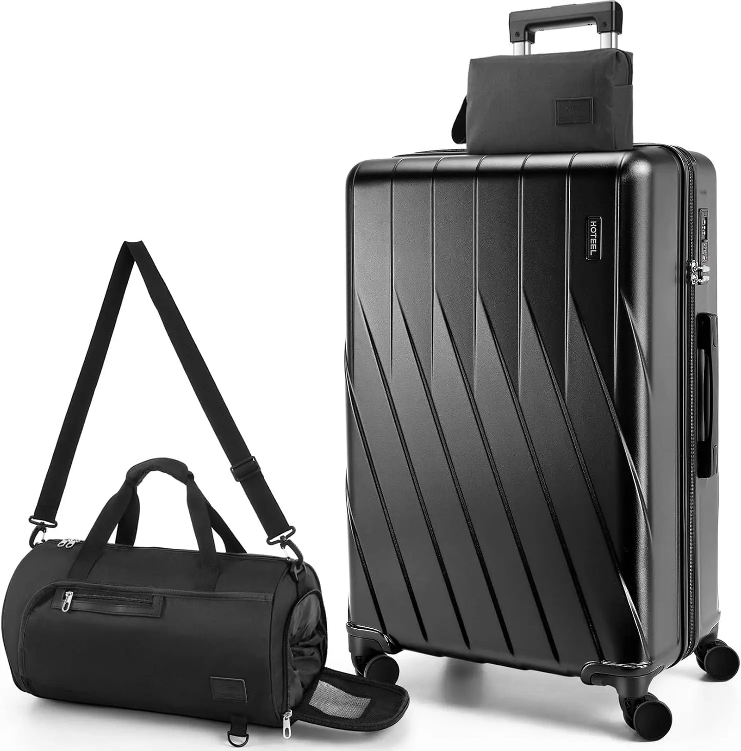 3 Piece PC Hardshell Luggage Set Suitcase With Spinner Wheel YKK Zipper TSA Lock 20" Suitcase Fitness Duffel Bag Cosmetic Bag