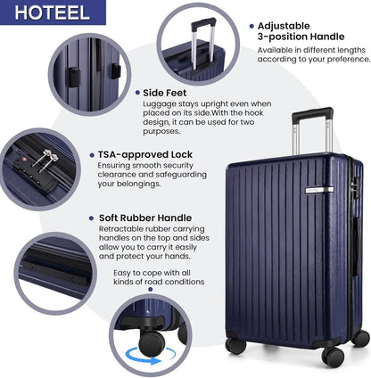 3 Piece Carry On Luggage Set ABS PC Suitcases With Wheel Hardshell 20 inch Roller Luggage Travel Case With Duffel Bag Travel Bag