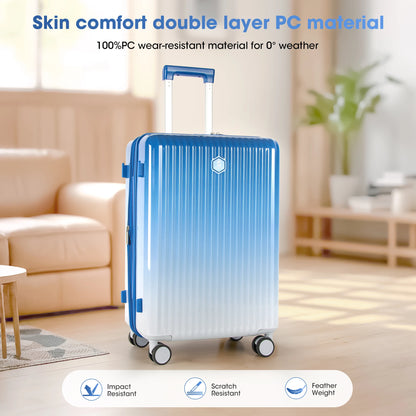 3pcs 20inch Luggage Set - Fashion Durable, Lightweight, And Secure Travel Companion With Spinner Wheels, TSA Lock, And Multi