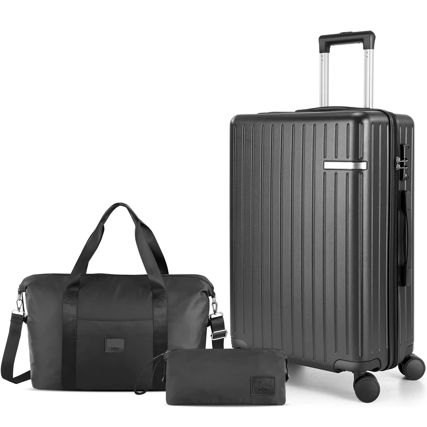 3 Piece Luggage Set with TSA Lock, Hardshell Carry-on Suitcase with Spinner Wheels, Travel Collection with Duffel & Toiletry Bag