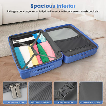 3pcs 20inch Luggage Set - Fashion Durable, Lightweight, And Secure Travel Companion With Spinner Wheels, TSA Lock, And Multi