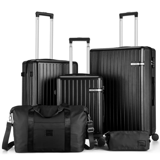 Carry on Luggage Sets 5 Piece ABS PC Suitcases with Wheels Hardshell 20/24/28inch Luggage with Duffel Bag Travel Bag