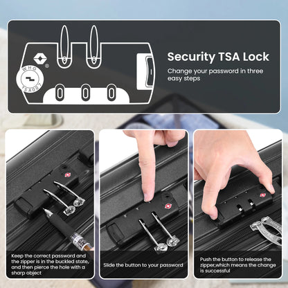 Carry on Luggage Sets 5 Piece ABS PC Suitcases with Wheels Hardshell 20/24/28inch Luggage with Duffel Bag Travel Bag