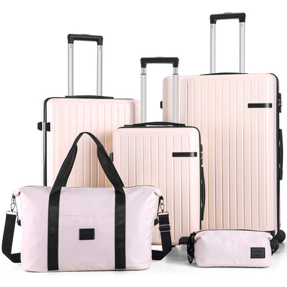 Carry on Luggage Sets 5 Piece ABS PC Suitcases with Wheels Hardshell 20/24/28inch Luggage with Duffel Bag Travel Bag