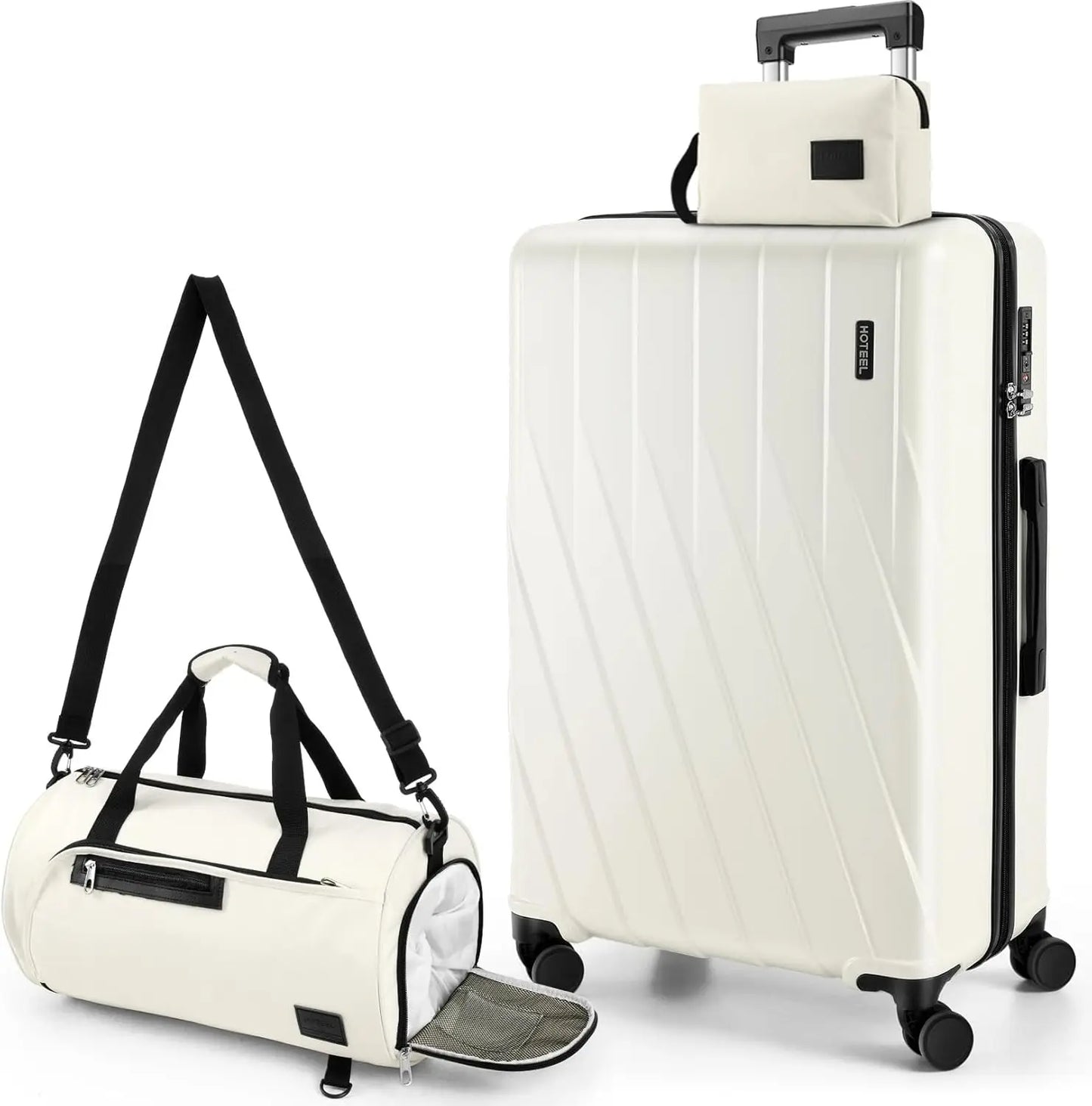 3 Piece PC Hardshell Luggage Set Suitcase With Spinner Wheel YKK Zipper TSA Lock 20" Suitcase Fitness Duffel Bag Cosmetic Bag