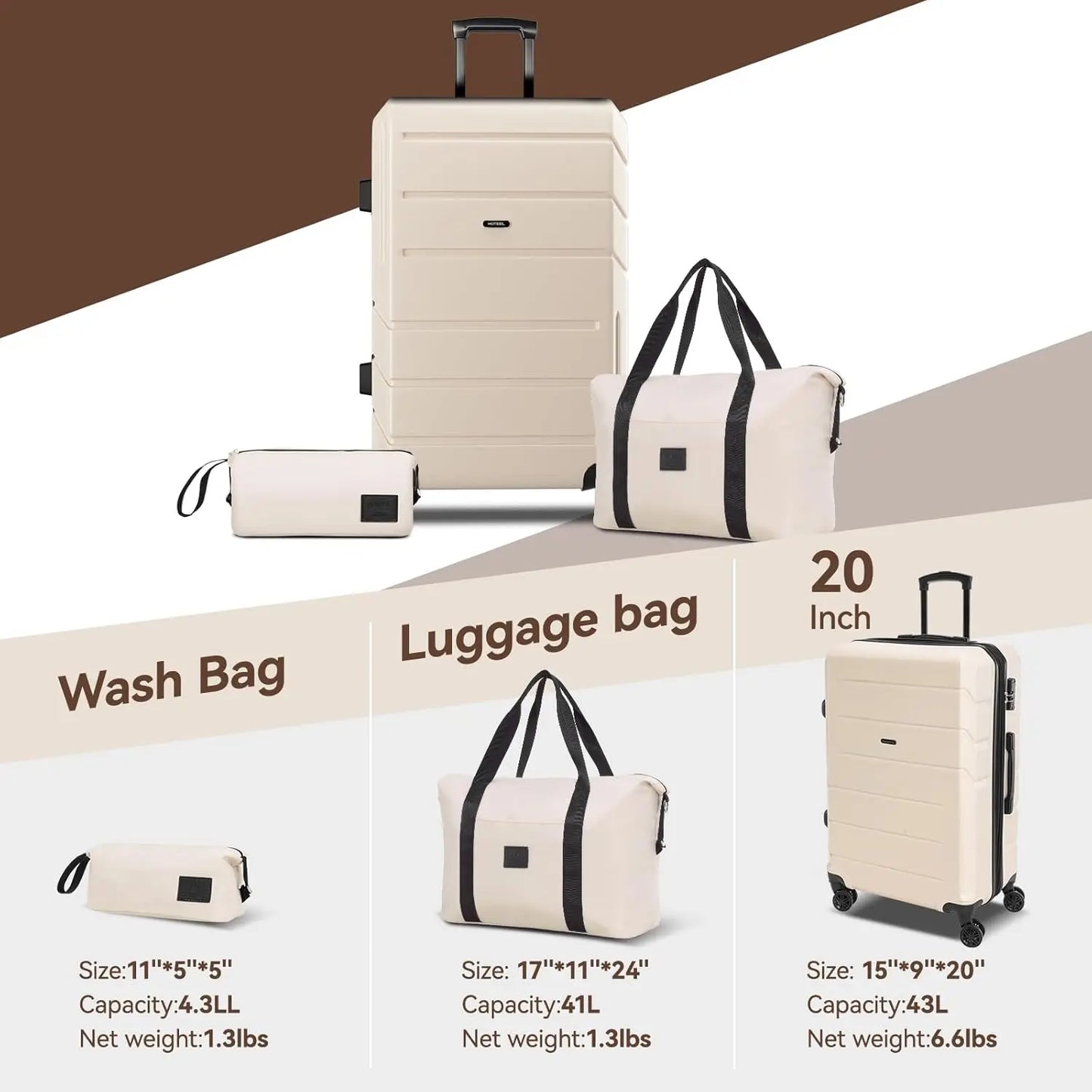3pcs Luggage Set ABS+PC Hardshell Carry On Suitcase With Spinner Wheel TSA Lock Suit Case For Plane Travel Business Packing Box
