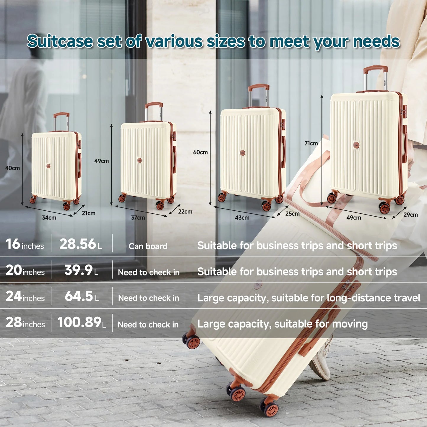 6 Piece Luggage Set With Spinner Wheels Carry On Suitcase Set Duffel&Toiletry Bag With TSA Lock ABS+PC For Business Travel ﻿