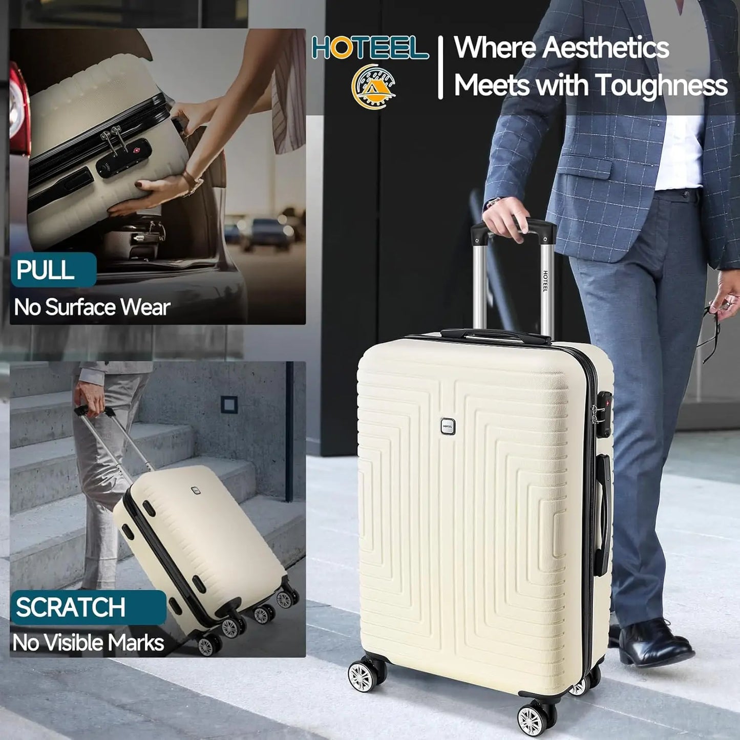 Luggage Sets 3 Piece,ABS+PC Hard Shell Suitcases with Wheels,TSA Aproved Lock and Carry on Bag,Travel Suit Case Set for MenWoman