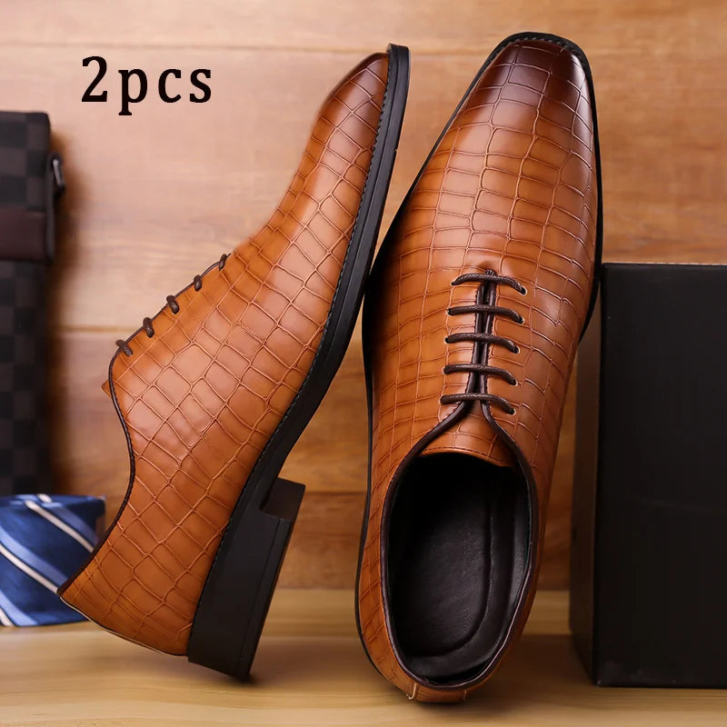 Luxury Mens Leather Shoes Retro Carved Lace-up Brogue Oxford Wedding Men Dress Shoes Male Formal Business Gentleman Office Shoes