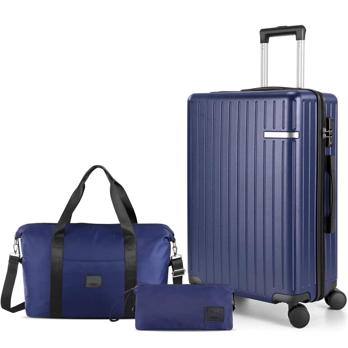 3 Piece Luggage Set with TSA Lock, Hardshell Carry-on Suitcase with Spinner Wheels, Travel Collection with Duffel & Toiletry Bag
