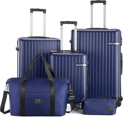 5 Piece Carry On Luggage Sets ABS PC Suitcases With Wheel Hardshell 20/24/28 inch Luggage Travel Case With Duffel Bag Travel Bag