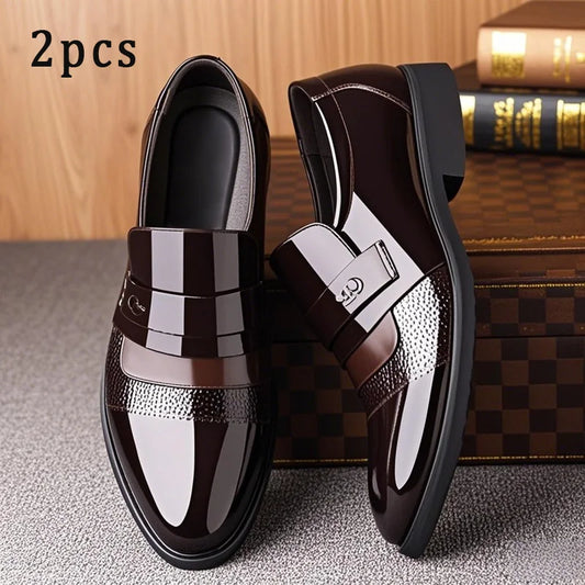 Leather Shoes for Men Wedding Formal Oxfords Business Casual Office Work Shoes for Men Classic Luxury Pointy Men's Dress Shoes