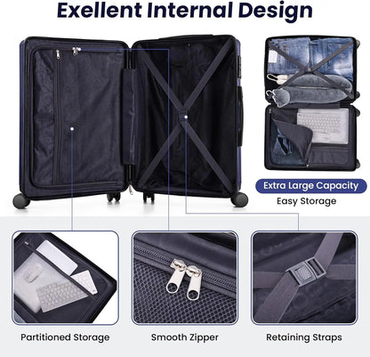 3 Piece Carry On Luggage Set ABS PC Suitcases With Wheel Hardshell 20 inch Roller Luggage Travel Case With Duffel Bag Travel Bag