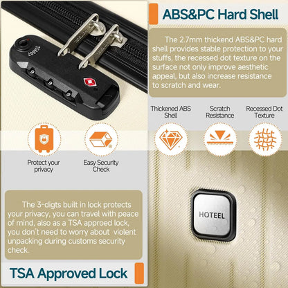 Luggage Sets 3 Piece,ABS+PC Hard Shell Suitcases with Wheels,TSA Aproved Lock and Carry on Bag,Travel Suit Case Set for MenWoman