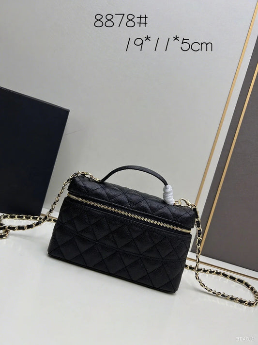 2025 new style handbag - early spring new style shoulder bag with box shape, single shoulder strap, diamond pattern chain, cross