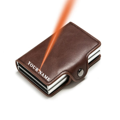 Carbon Fiber Credit Card Holder Men Double Card Holder Wallet Protective Case Name Engraving Wallet Metal Business Simple Purse