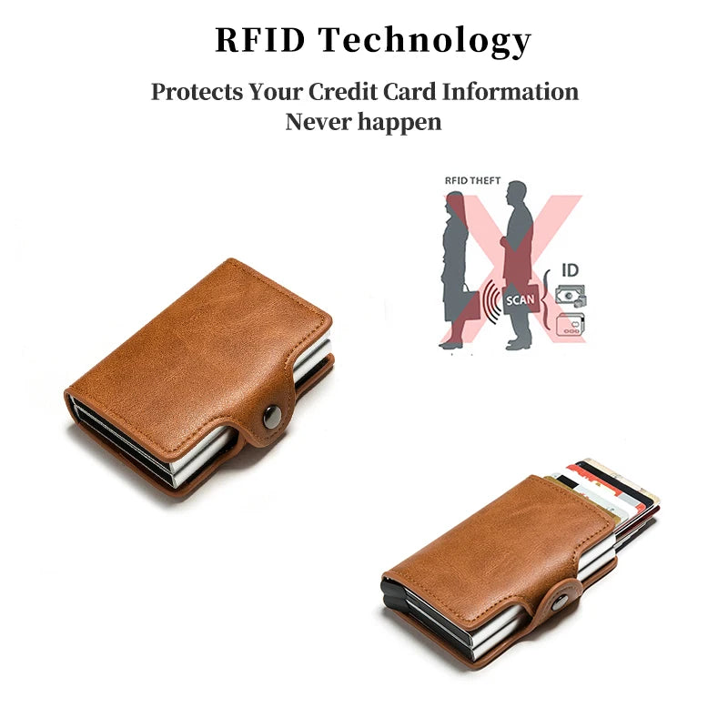 Carbon Fiber Credit Card Holder Men Double Card Holder Wallet Protective Case Name Engraving Wallet Metal Business Simple Purse