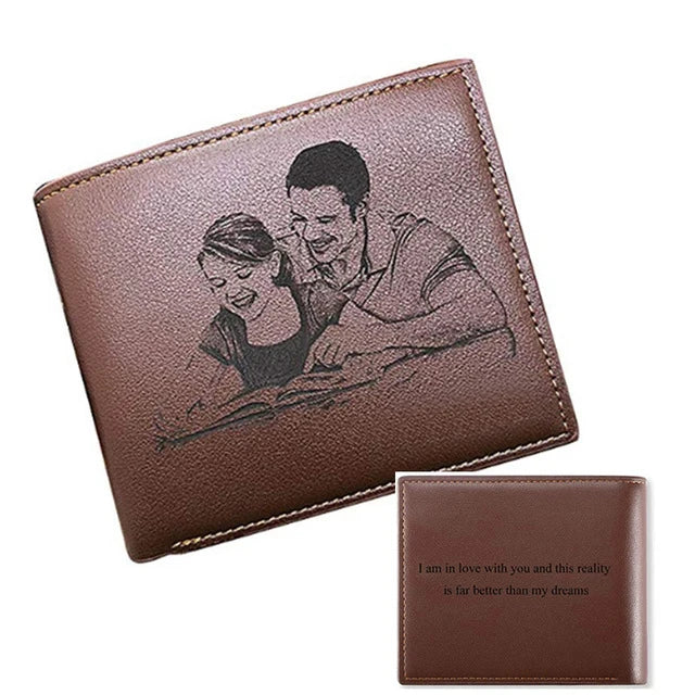 Custom Wallets Men High Quality PU Leather for Him Engraved Wallet Mens Short Purse Custom Photo Wallet Luxury Father's Day Gift