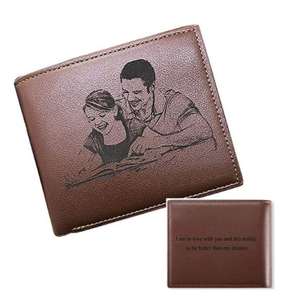 Custom Wallets Men High Quality PU Leather for Him Engraved Wallet Mens Short Purse Custom Photo Wallet Luxury Father's Day Gift