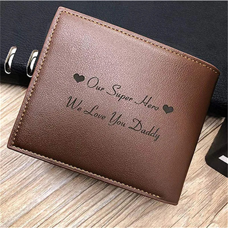 Personalized Wallets Men High Quality PU Leather for Him Engraved Wallets Men Short Purse Custom Photo Wallet Luxury Men Gift