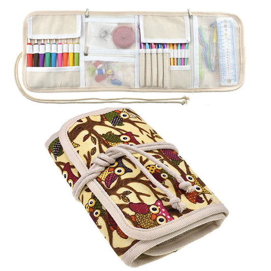 Owl Crochet Hook Case, Needle Holder, Storage Organizer Roll Bag, Knitting Accessories-30, New