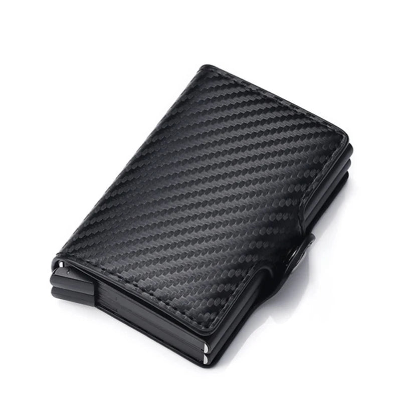 Carbon Fiber Credit Card Holder Men Double Card Holder Wallet Protective Case Name Engraving Wallet Metal Business Simple Purse