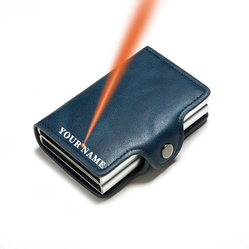 Carbon Fiber Credit Card Holder Men Double Card Holder Wallet Protective Case Name Engraving Wallet Metal Business Simple Purse