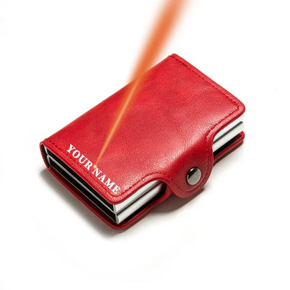 Carbon Fiber Credit Card Holder Men Double Card Holder Wallet Protective Case Name Engraving Wallet Metal Business Simple Purse