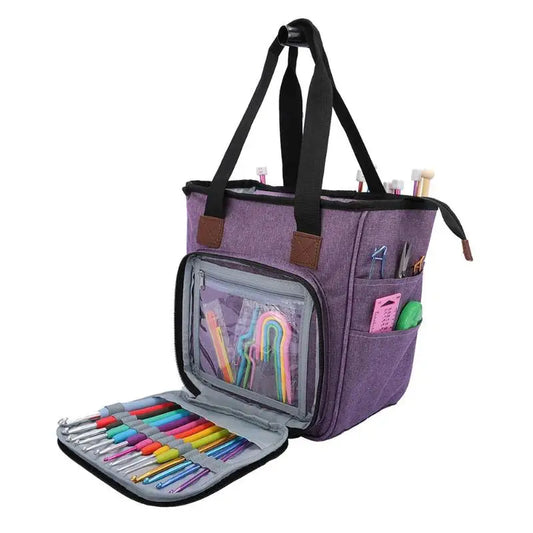 Portable Knitting Bag Wool Yarn Crochet Hooks Storage Bags Sewing Needles Organizer Sewing Knitting Storage Bag Pouch