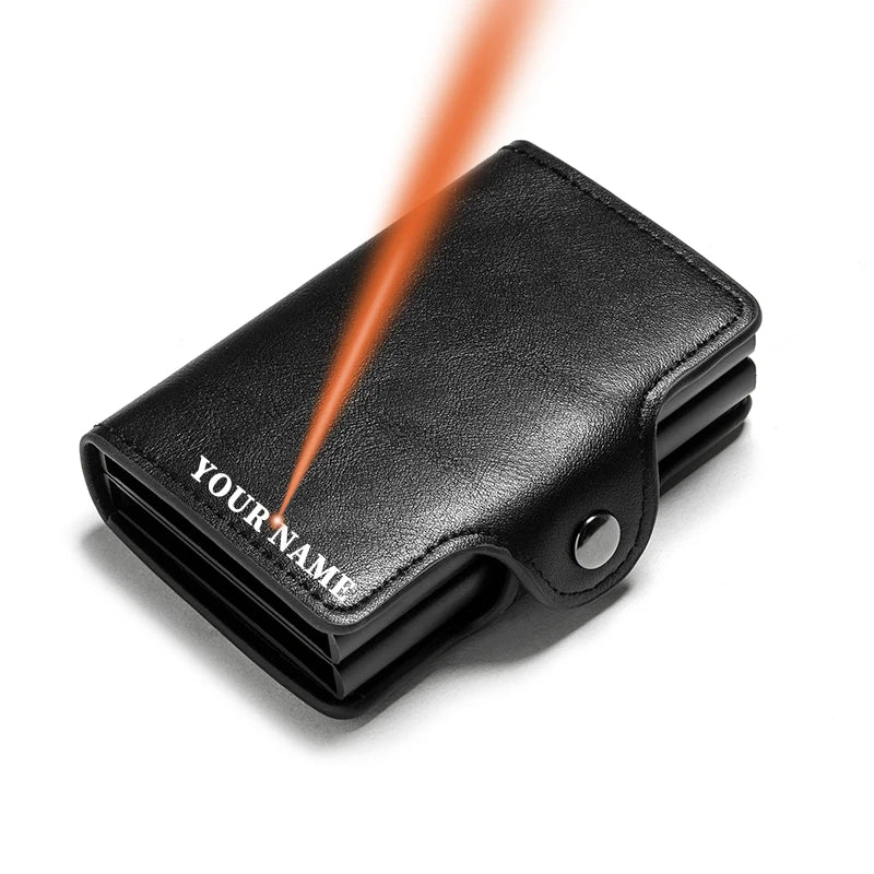 Carbon Fiber Credit Card Holder Men Double Card Holder Wallet Protective Case Name Engraving Wallet Metal Business Simple Purse