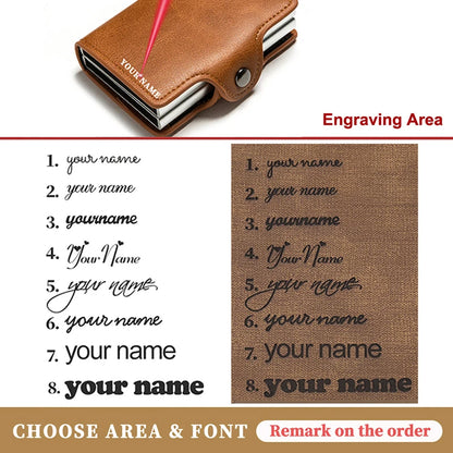 Carbon Fiber Credit Card Holder Men Double Card Holder Wallet Protective Case Name Engraving Wallet Metal Business Simple Purse