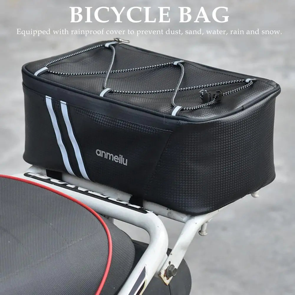 8L Motorcycles Bag Trunk Bag PU Waterproof Bicycle Trunk Bag Cycling Rack Pack Bike Rear Bag Frame Accessories Behind Seat
