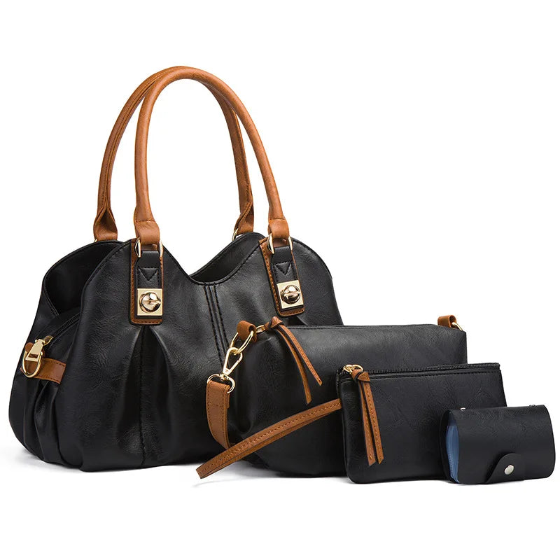 New Retro 3-Piece Handbag Set – Stylish European & American Tote, Shoulder & Crossbody Bag