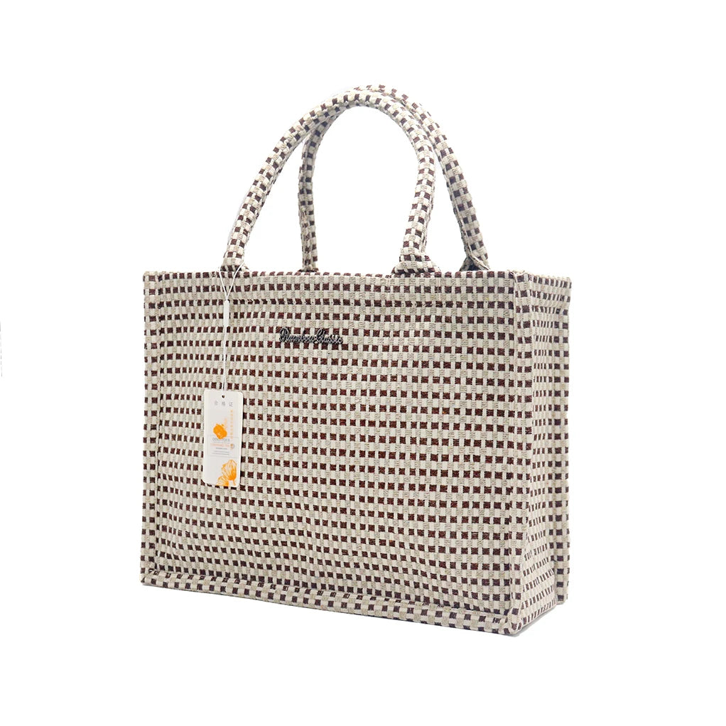 Woven Plaid Handbag Women's Shoulder Bag Handbag Environmentally Friendly Reusable Satchel Fashion Classic Handbag Craftsmanship Exquisite Large Capacity