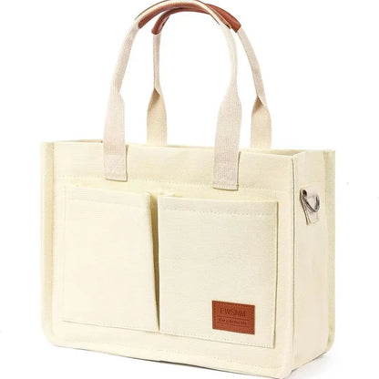 Canvas Tote Bag for Women, Large Laptop Travel Tote Handbag Totes with Crossbody Shoulder Teachers Reusable Grocery Bags