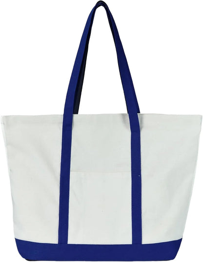 Canvas Tote Bag with External Pocket Extra Large Canvas Tote Bag Heavy Duty Grocery Shopping Bags Weekender Bag