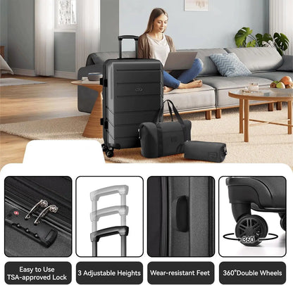 3pcs Luggage Set ABS+PC Hardshell Carry On Suitcase With Spinner Wheel TSA Lock Suit Case For Plane Travel Business Packing Box