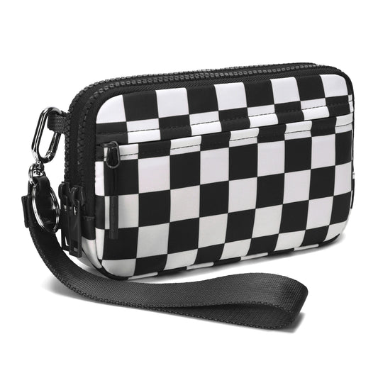 DOYOGI 3 In 1 Black and White Checkered Nylon Crossbody Bags for Women Purses and Handbags Women's Casual Messenger Bags