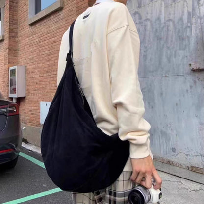 2025 new canvas dumpling bag women's large capacity cross-body shoulder bag wide shoulder strap men's and women's general couple